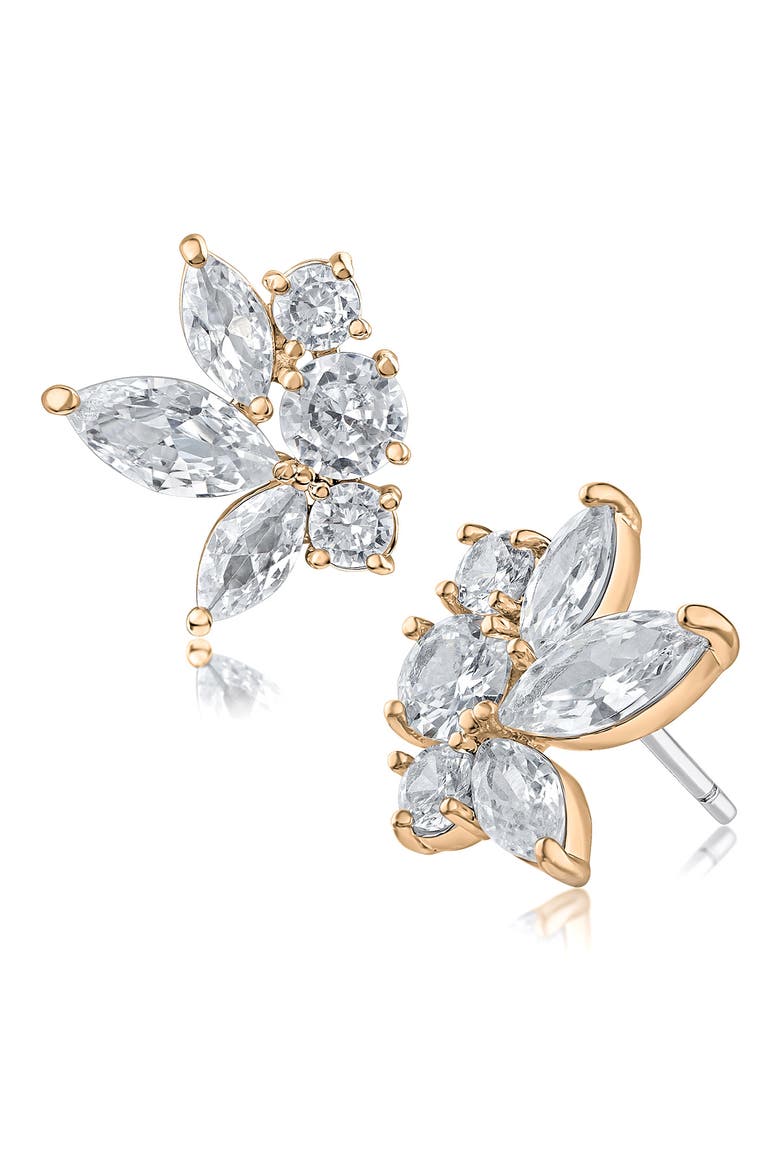Cubic Zirconia Cluster Stud Earrings, Main, color, GOLD