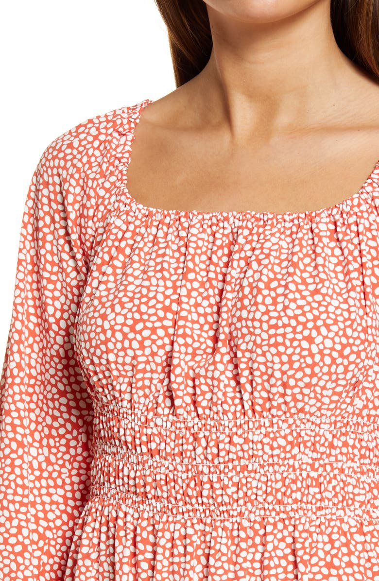 Charles Henry Dot Print Long Sleeve Dress, Alternate, color, 