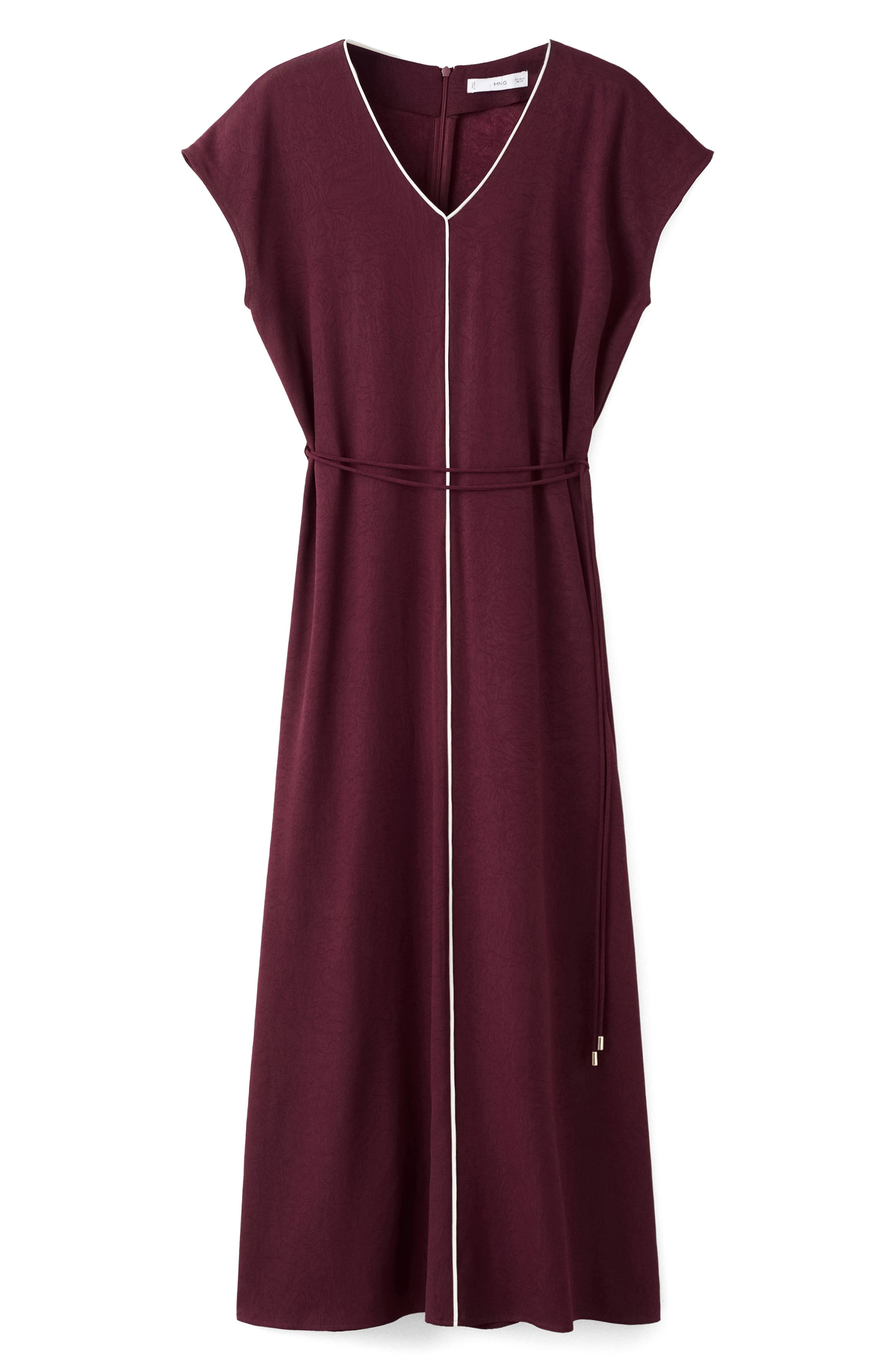 MANGO Contrast Piping Belted Midi Dress (Women) | Nordstromrack