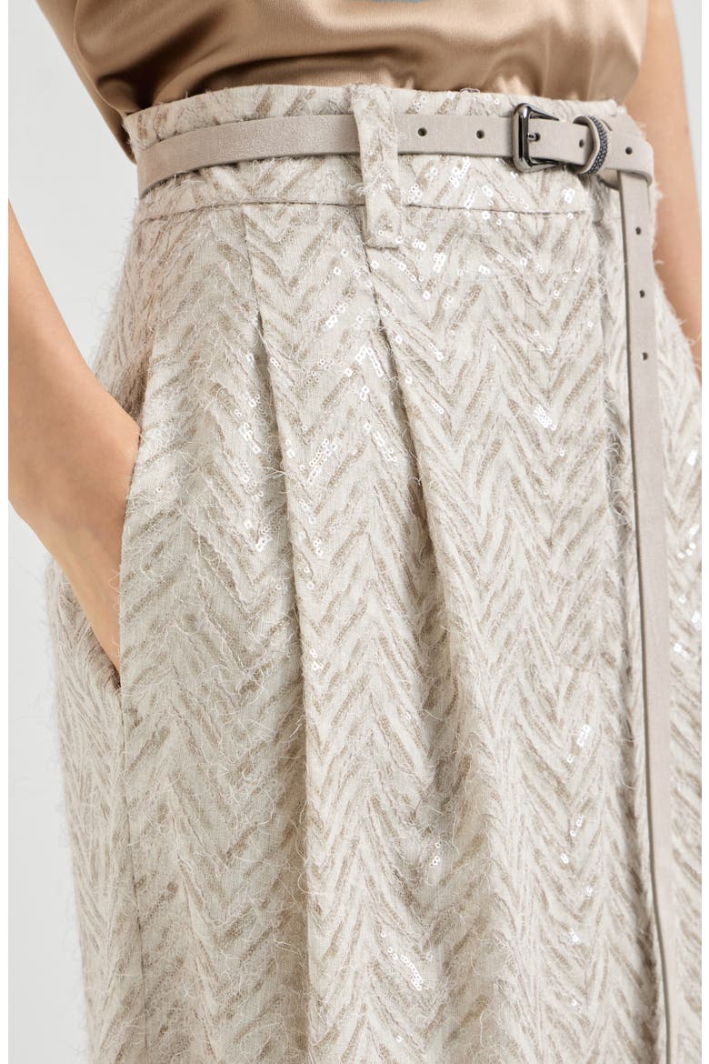 Dazzling chevron embroidery skirt, Alternate, color, Beige
