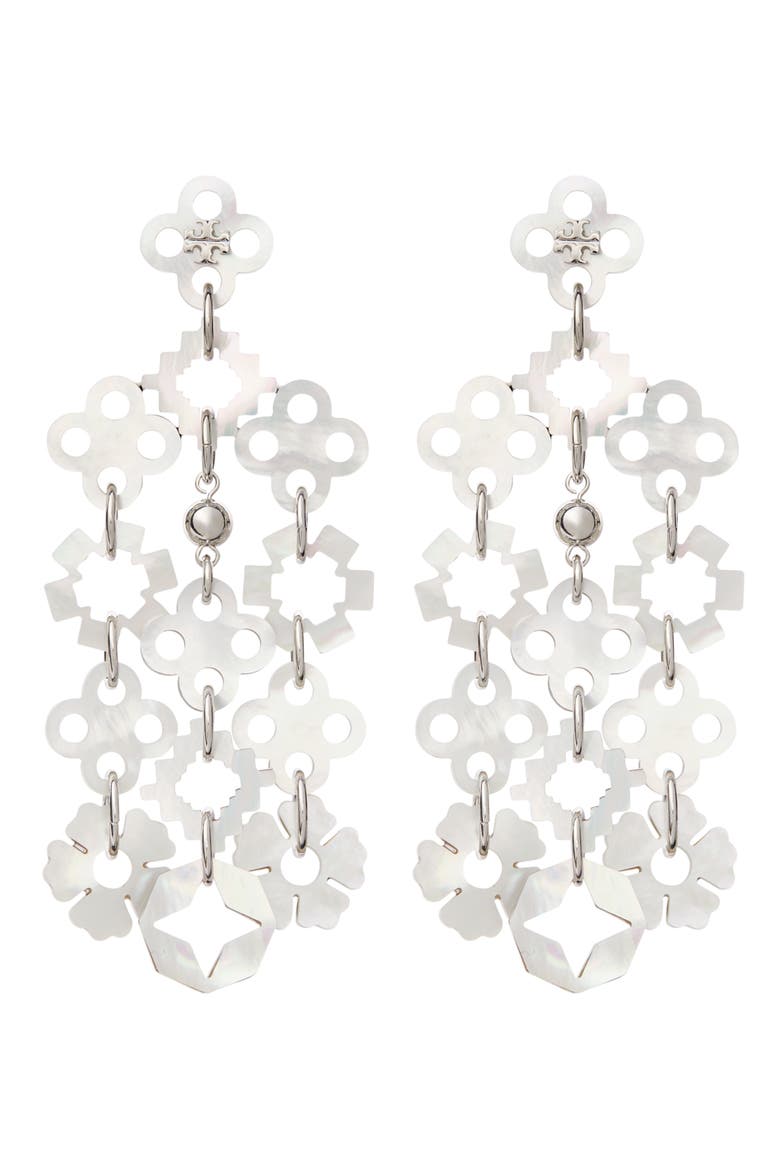 Forget Me Not Drop Earrings, Main, color, LIGHT SILVER / IVORY