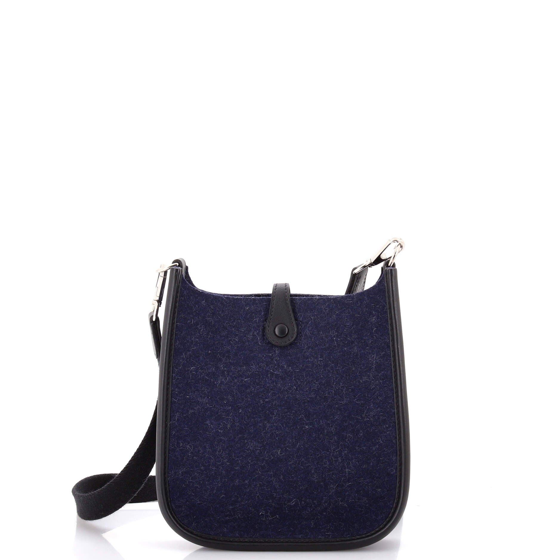 Pre-Owned Hermes Evelyne Bag Gen III Felt TPM, Alternate, color, Bleu Nuit