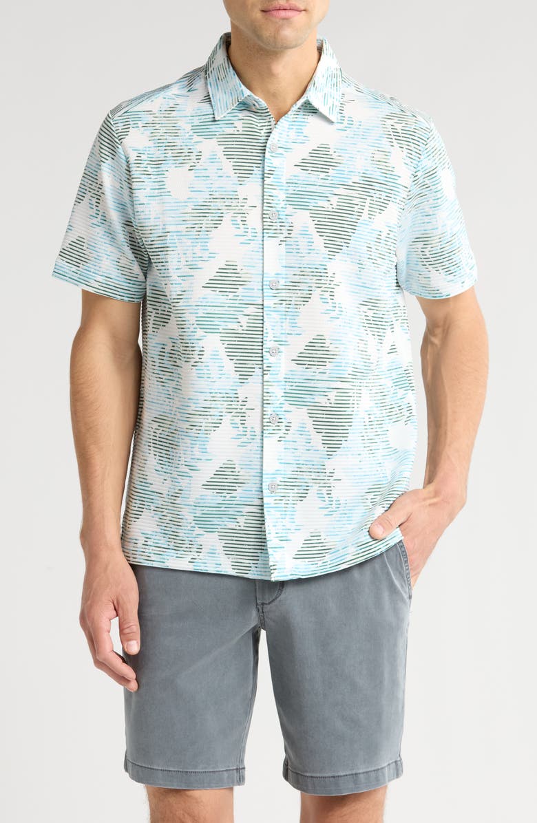 Tommy Bahama Costa Wave Allegro Fronds Short Sleeve Performance Button-Up Shirt, Main, color, 
