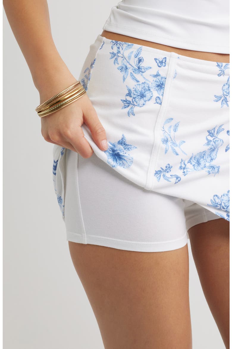 Cotton Jersey Mini Skort, Alternate, color, WHITE BLUE TALIA FLORAL