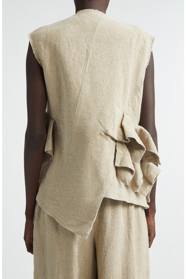 Asymmetric Heavyweight Linen Canvas Vest, Alternate, color, ECRU