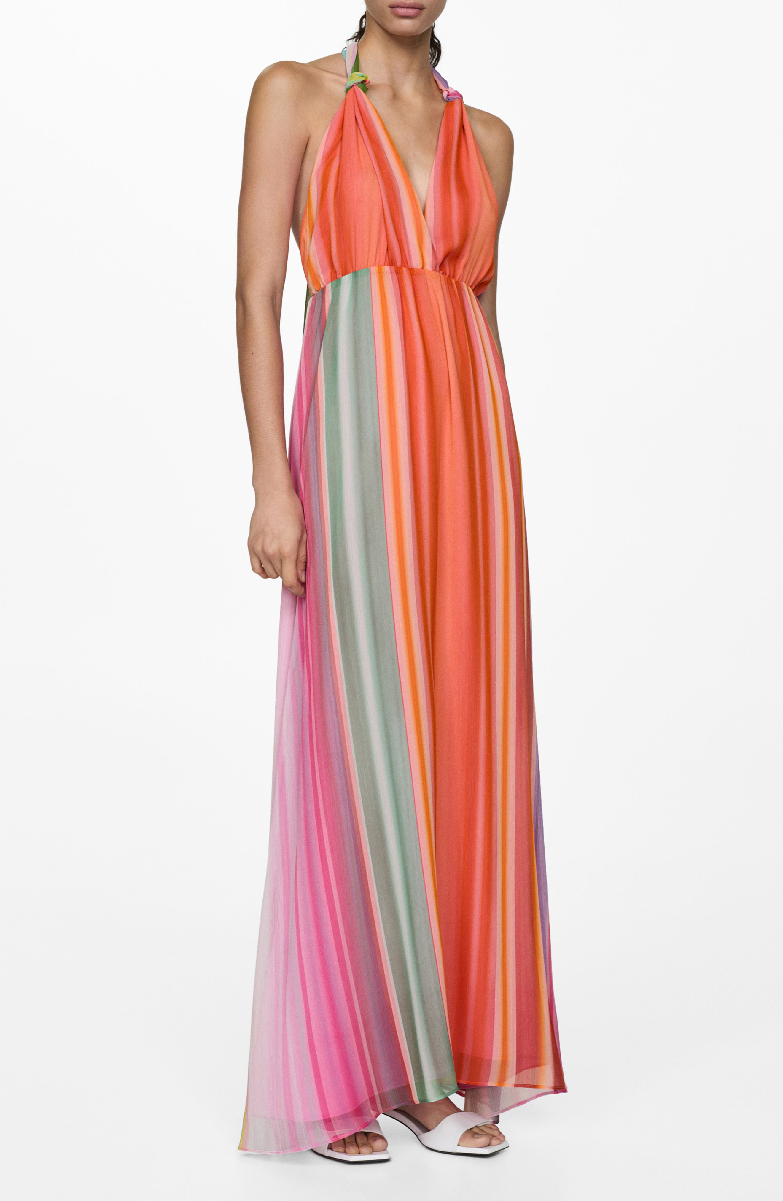 MANGO Stripe Chiffon Sundress