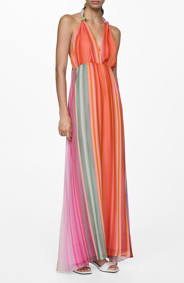MANGO Stripe Chiffon Sundress, Main, color, 