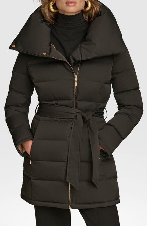 Water Resistant Belted Puffer Coat