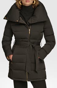 Donna Karan New York Water Resistant Belted Puffer Coat