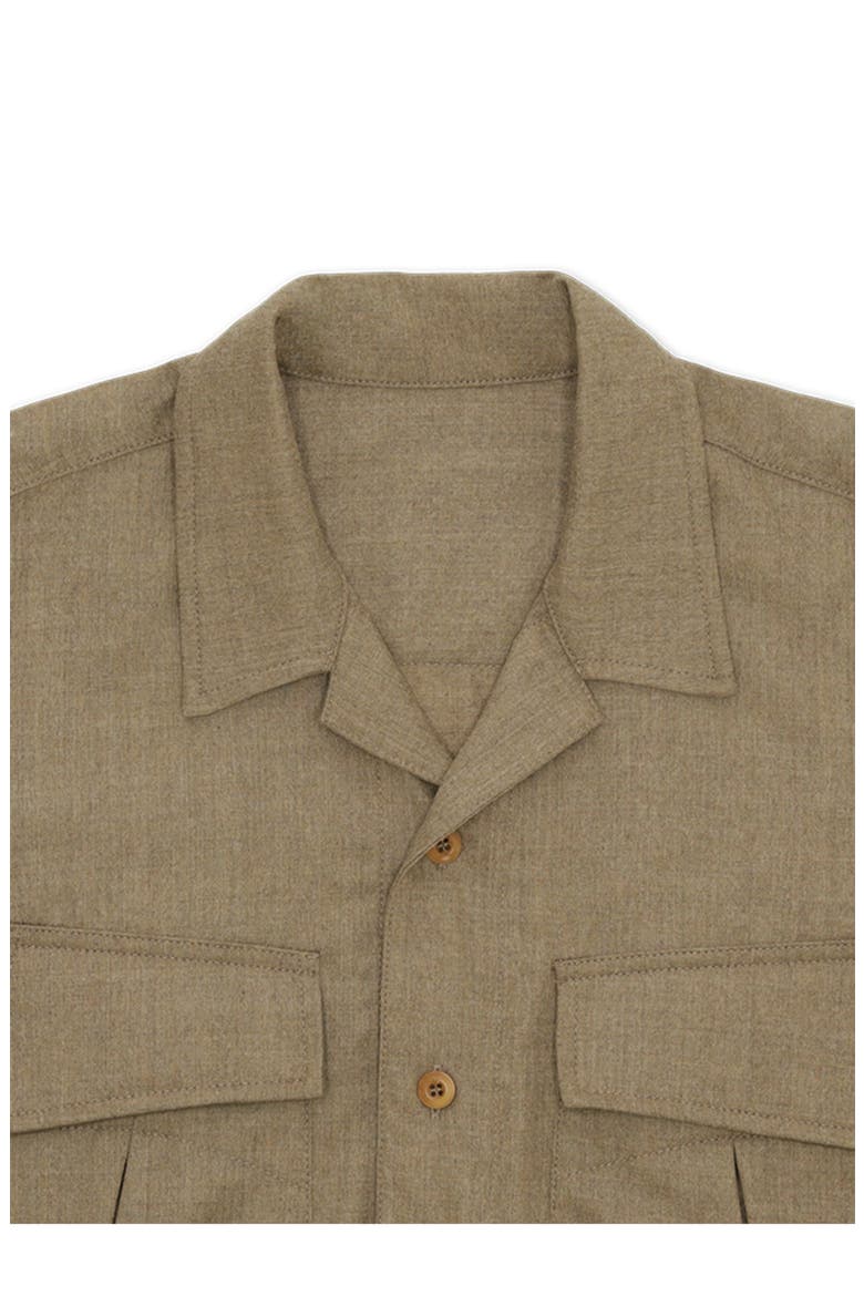Fox Virgin Wool Overshirt, Alternate, color, OLIVE