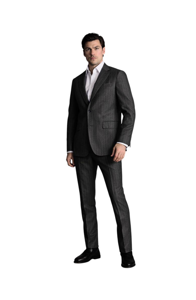 Charles Tyrwhitt Slim Fit Italian Flannel Suit Pants, Alternate, color, Charcoal Grey