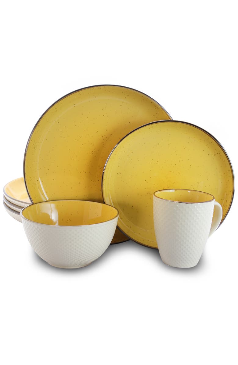 Elama Mellow-Yellow 16-Piece Dinnerware Set, Main, color, Yellow