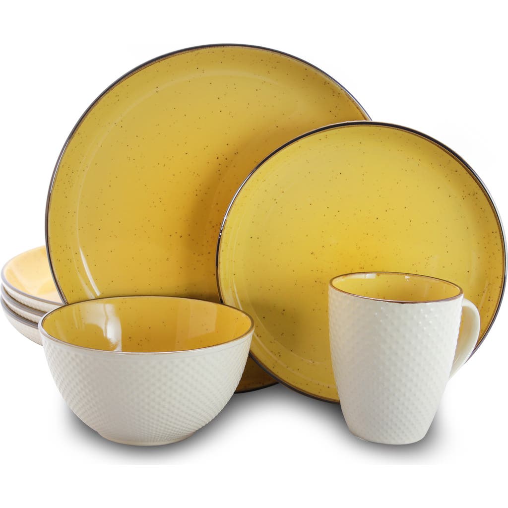 Elama Mellow-yellow 16-piece Dinnerware Set In Yellow