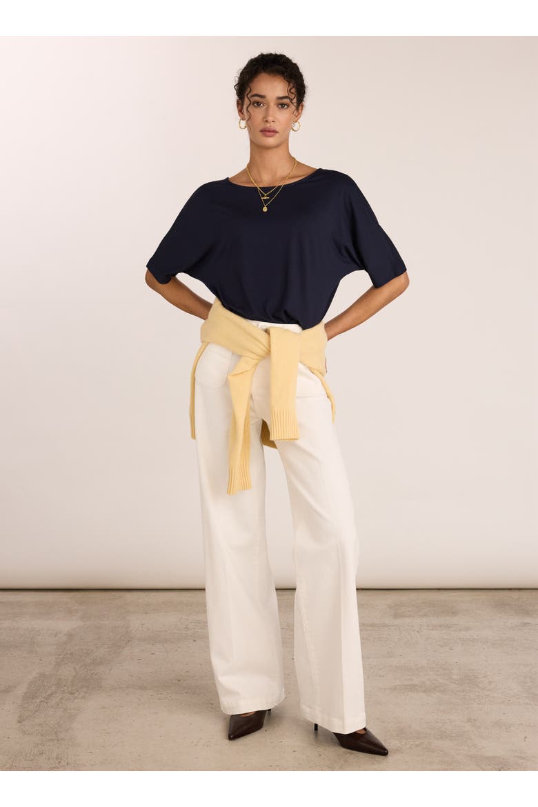 Carrie Relaxed Boat Neck Tee, Alternate, color, Classic Navy