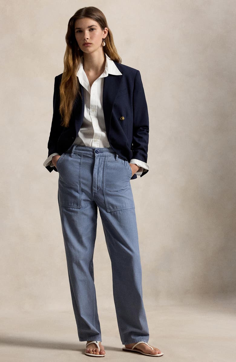 Polo Ralph Lauren The Ricky Straight Leg Pants, Alternate, color, French Workwear Blue