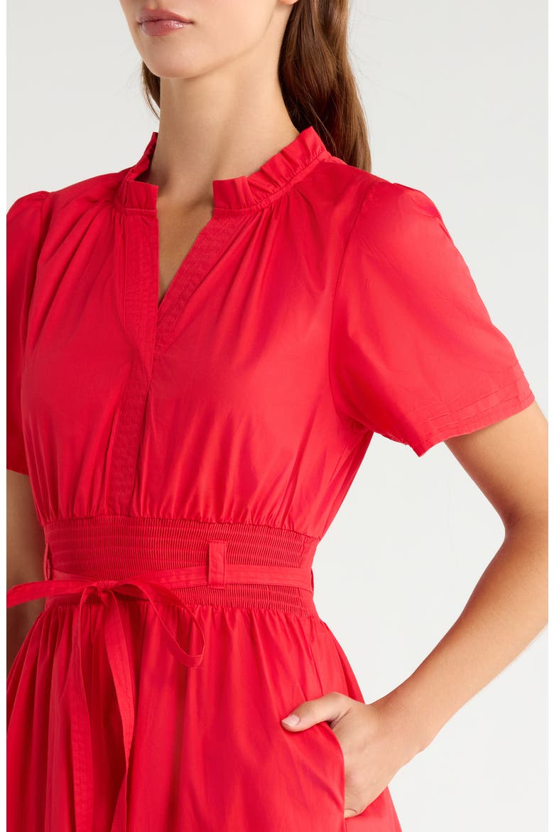 Jennis Belted Cotton Maxi Dress, Alternate, color, RED
