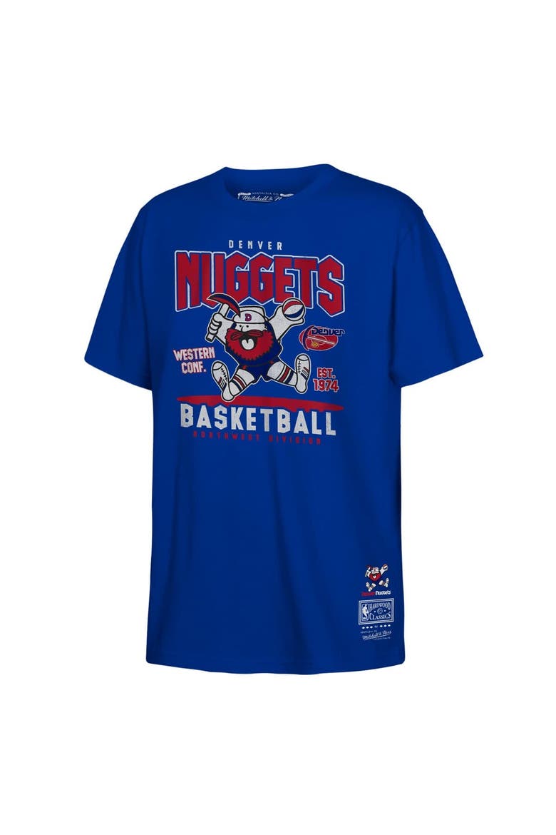 Youth Mitchell & Ness Royal Denver Nuggets Retro Mascot Script T-Shirt, Alternate, color, Royal