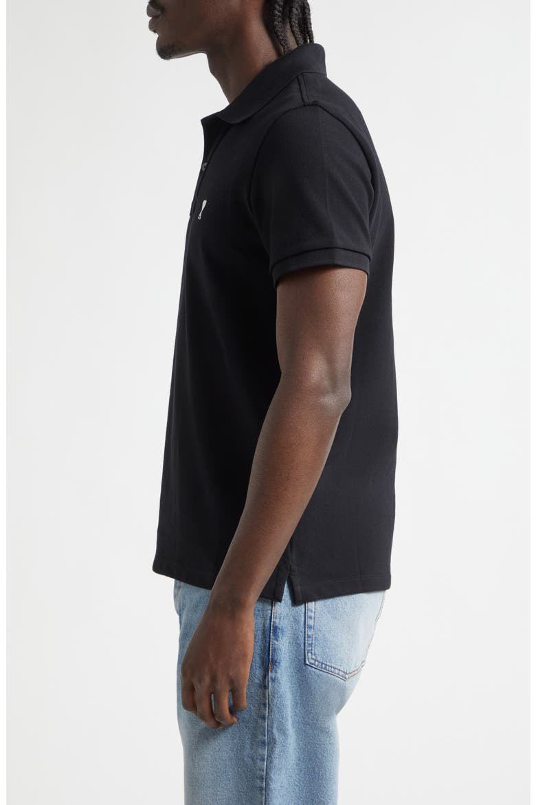 Ami de Coeur Embroidered Cotton Piqué Polo, Alternate, color, NOIR/ BLANC CREME