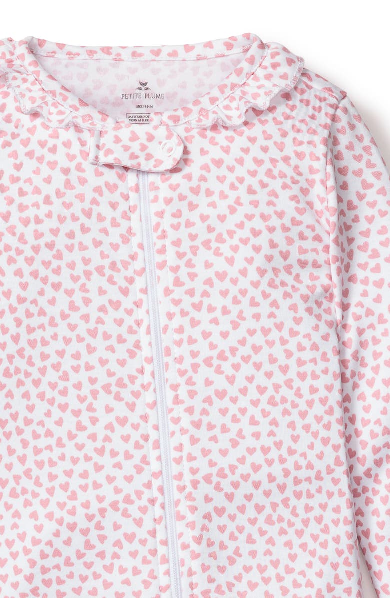 Petite Plume Sweethearts Fitted One-Piece Cotton Footie Pajamas, Alternate, color, Pink