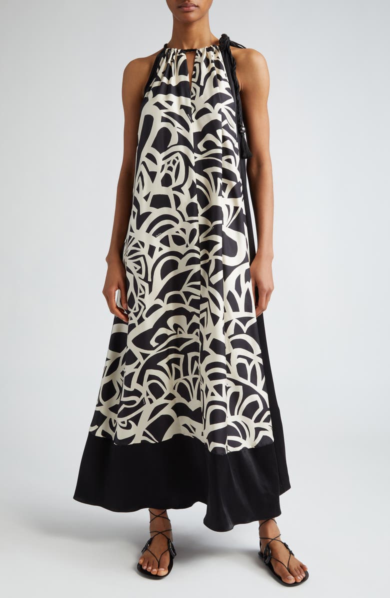 Max Mara Licenza Print Silk Twill Halter Dress, Main, color,
