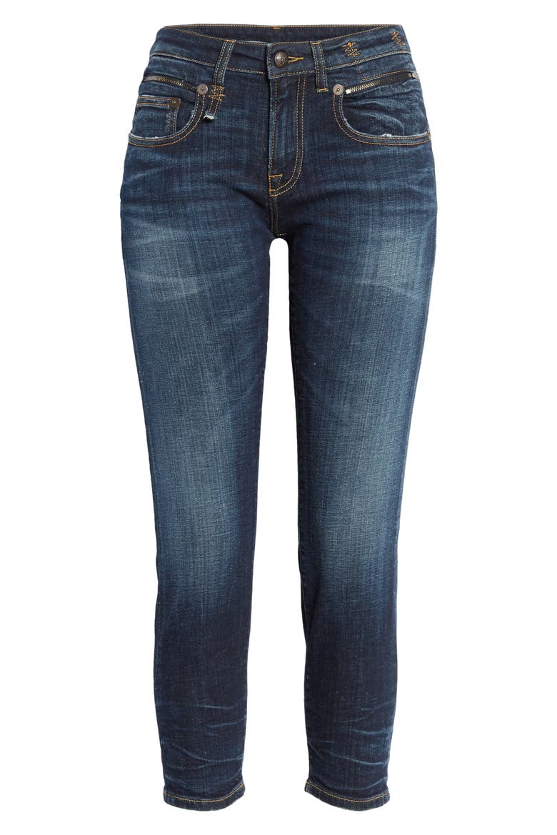 Biker Boy Ripped Crop Skinny Jeans, Alternate, color, HOWELL INDIGO
