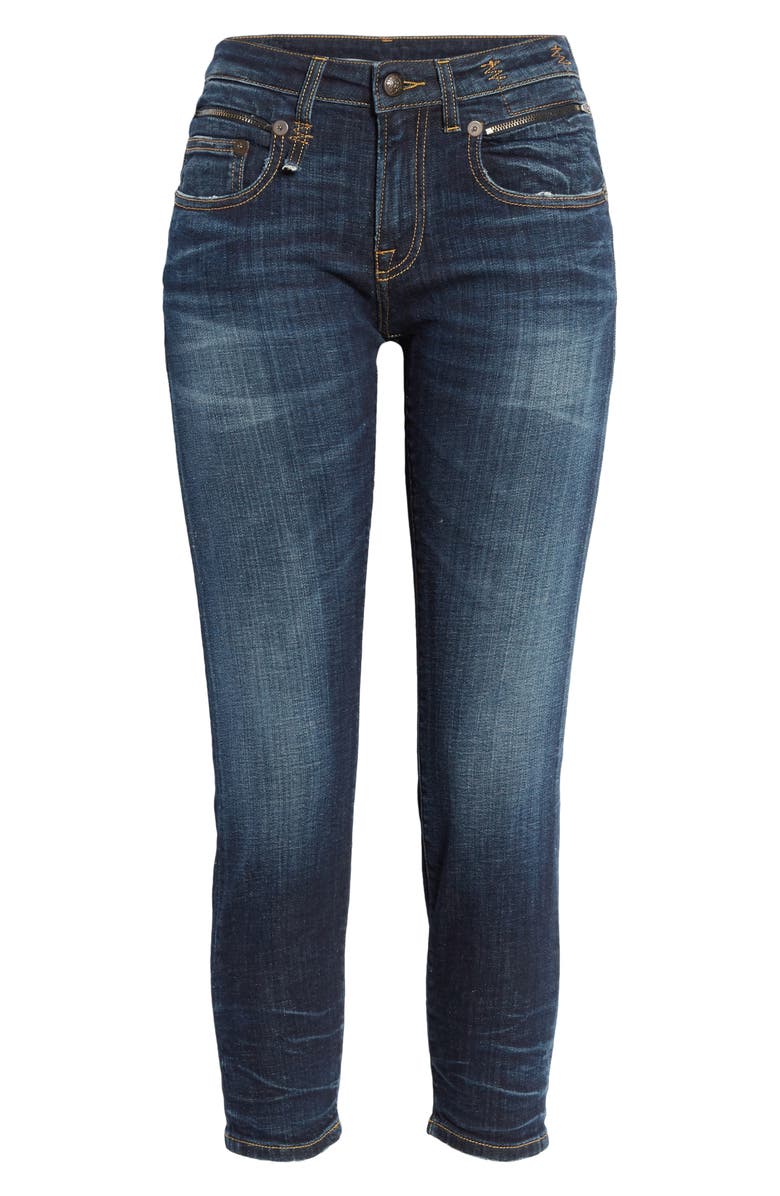 R13 Biker Boy Ripped Crop Skinny Jeans, Alternate, color, 