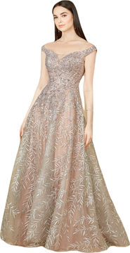 LARA New York Elegant Off Shoulder Lace Ballgown
