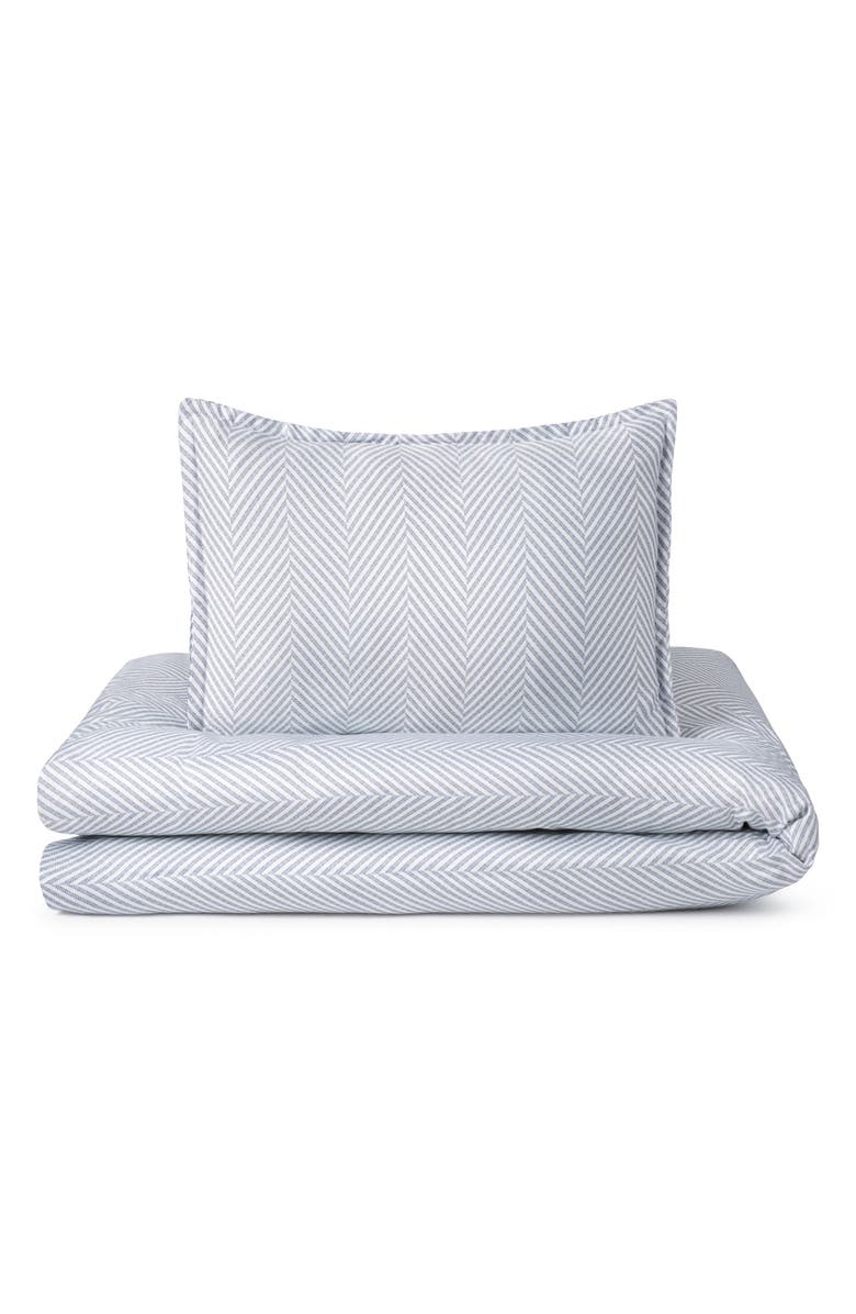 Domani Home Leze Blue King Duvet Cover, Sheet & Shams Set, Main, color, Navy Chevron