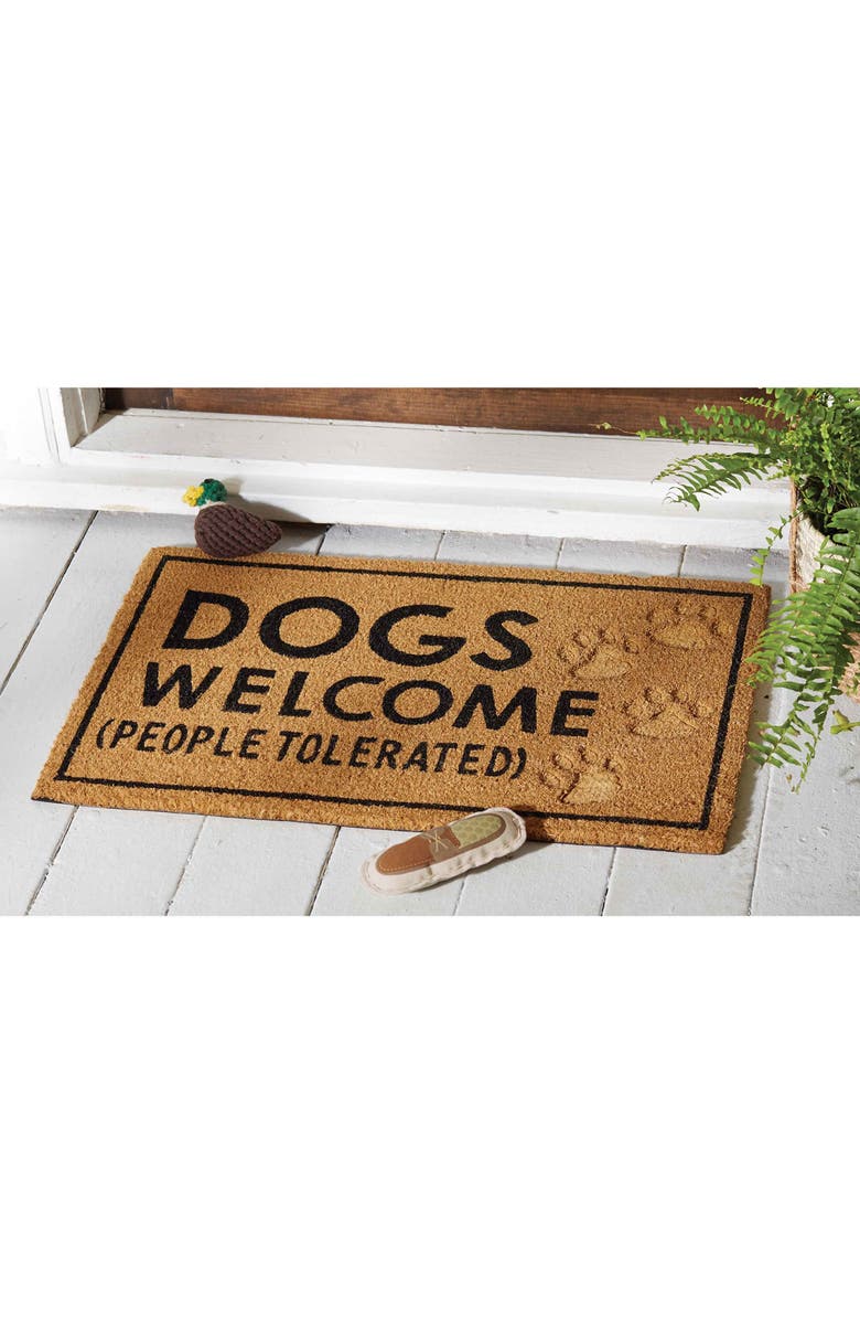 Mud Pie Dogs Welcome People Tolerated Doormat, Alternate, color, Brown