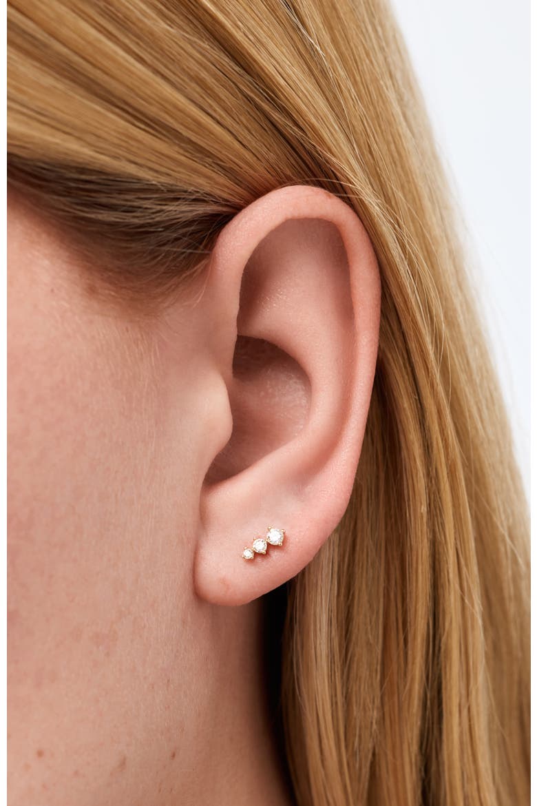 Solid Yellow Gold - Diamond Crawler Flatback Studs, Alternate, color, Gold