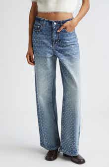 Crystal Embelished Wide Leg Jeans