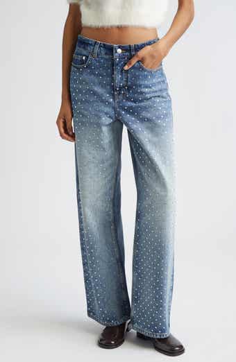 Crystal Embelished Wide Leg Jeans