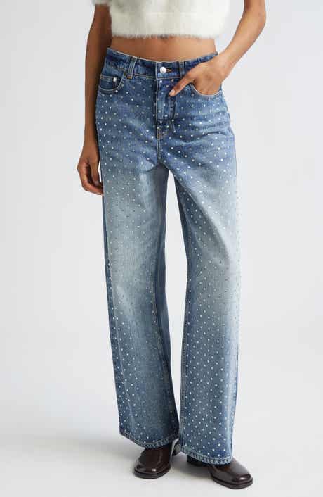Crystal Embelished Wide Leg Jeans