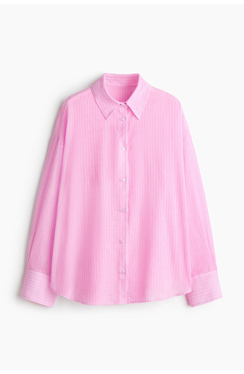 H&M Cotton beach shirt, Alternate, color, Pink/Pinstriped