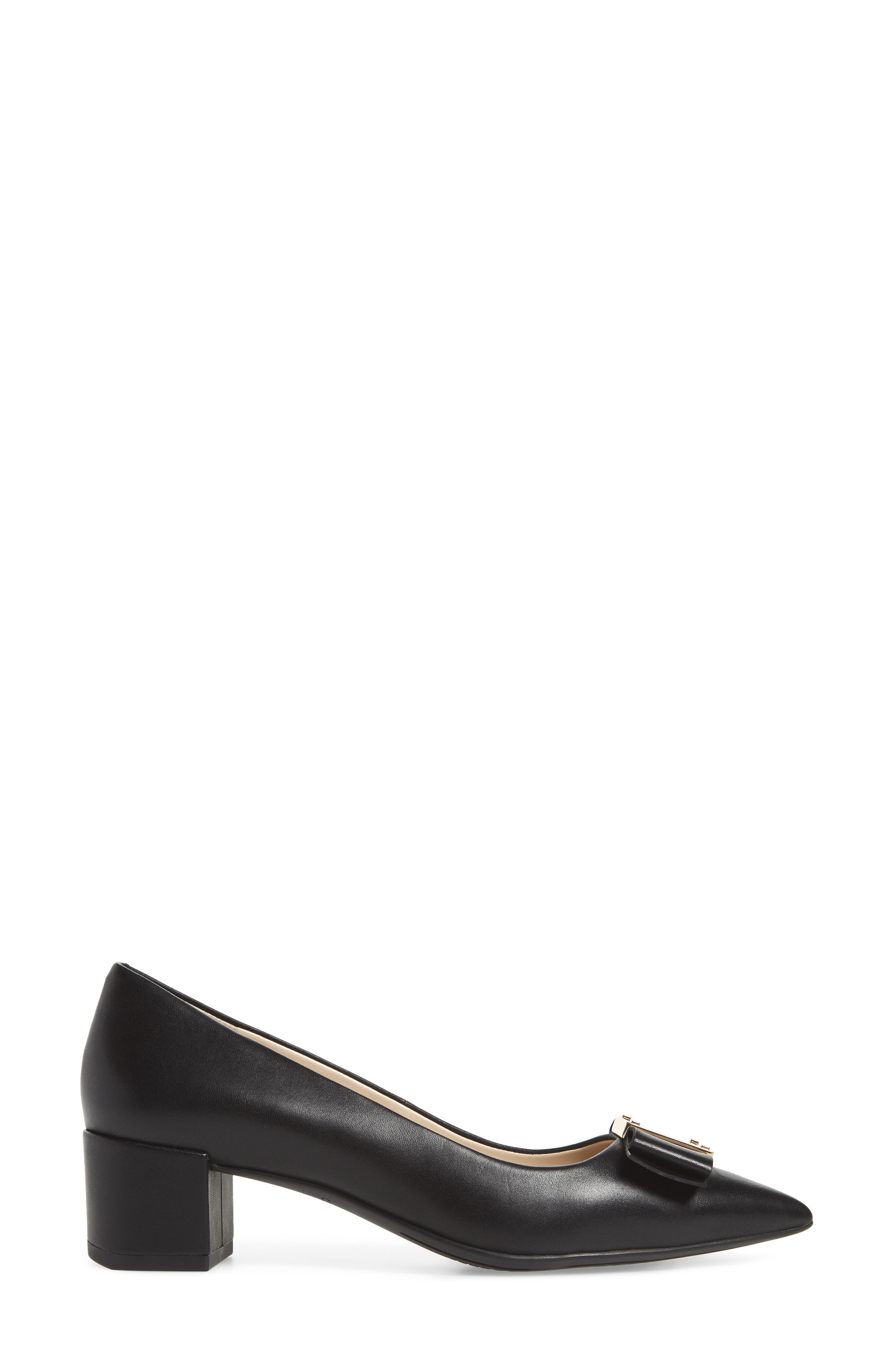 Tali Modern Waterproof Bow Pump, Alternate, color, BLACK LEATHER