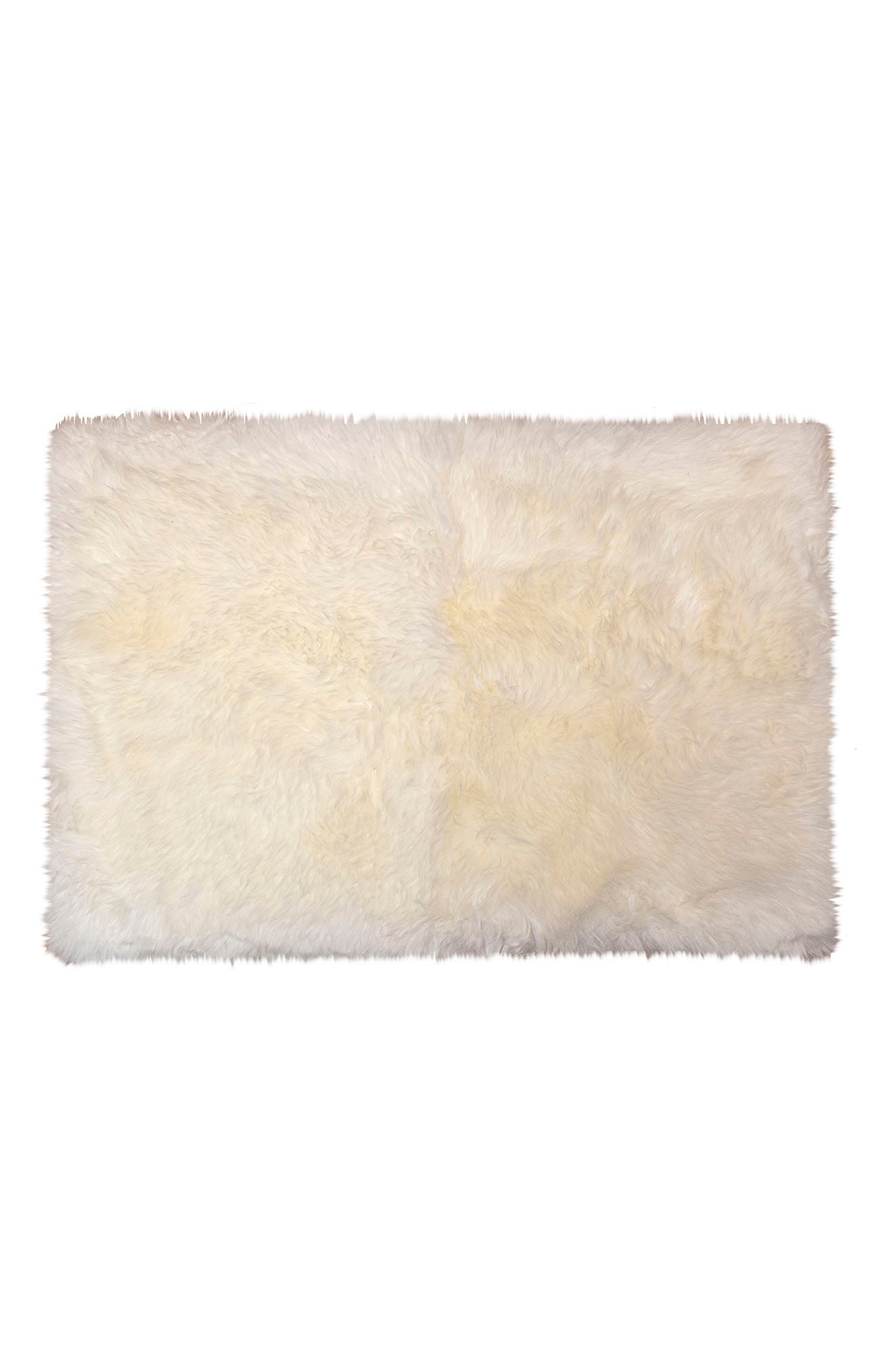 NATURAL New Zealand Rectangular Sheepskin Throw - 3ft X 5ft - Natural