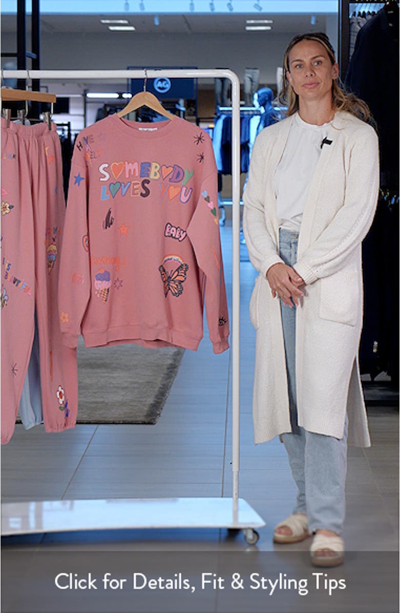 x ISCREAMCOLOUR Somebody Loves You Fleece Graphic Sweatshirt, sales video thumbnail