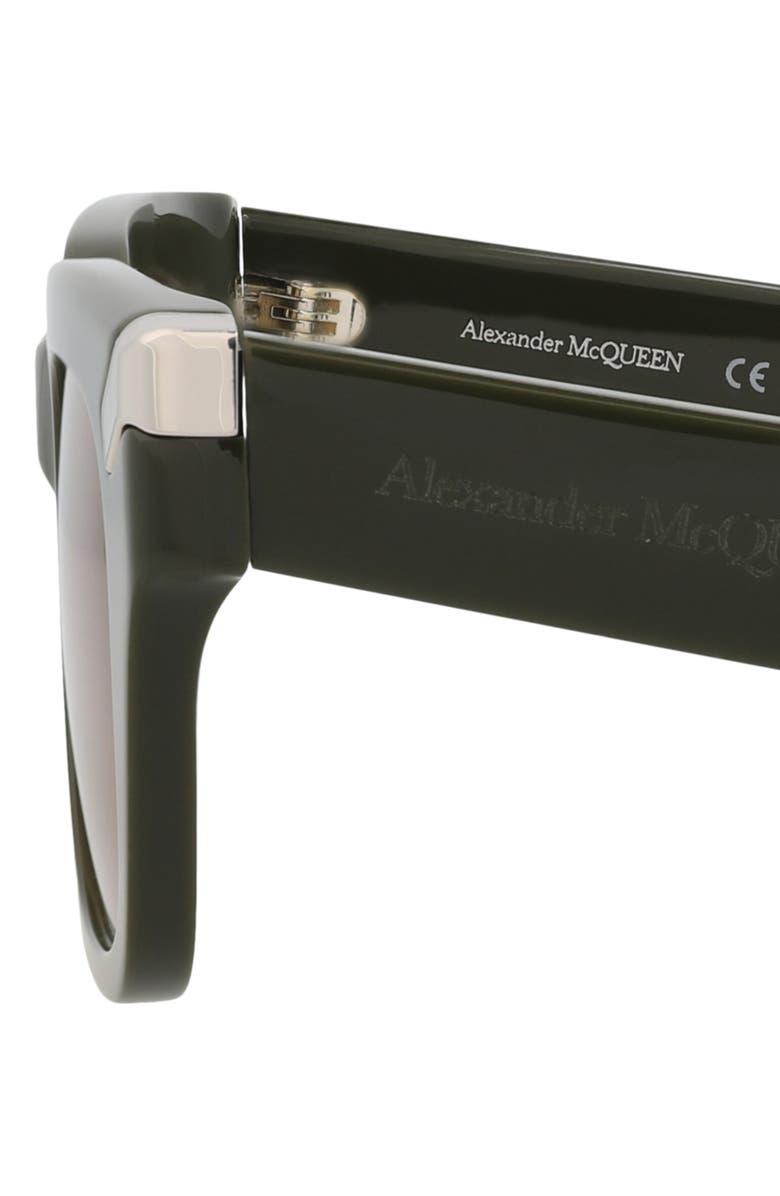 McQueen 51mm Rectangular Sunglasses, Alternate, color, Green Green Brown