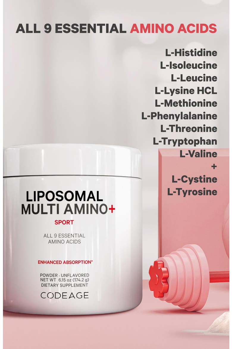 Liposomal Multi Amino+ BCAA Powder Supplement, Alternate, color, White