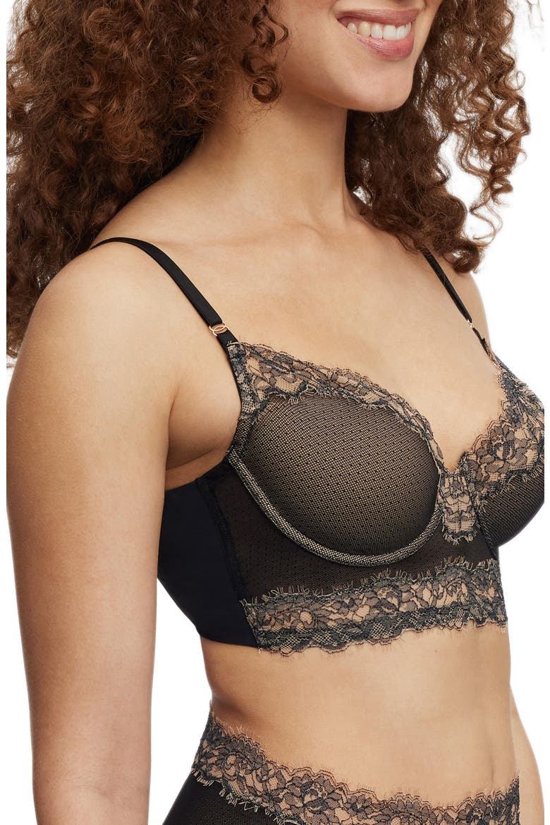 Entice Longline Lightly Lined Bra, Alternate, color, Black/Nylon