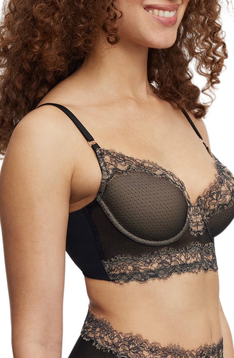 Skarlett Blue Entice Longline Lightly Lined Bra, Alternate, color, Black/Nylon