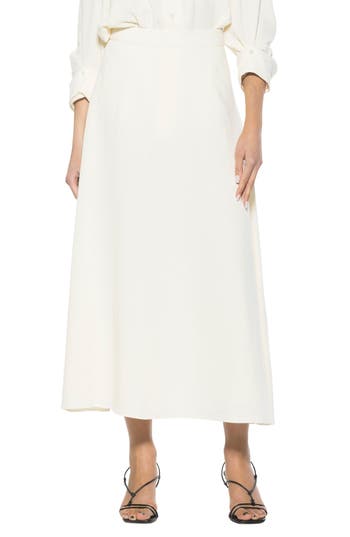 Alexia Admor Brilyn Linen Midi Skirt In Ivory