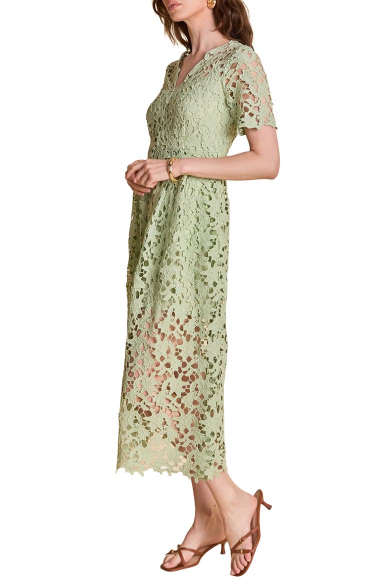 Allover Lace Midi Dress, Alternate, color, SAGE