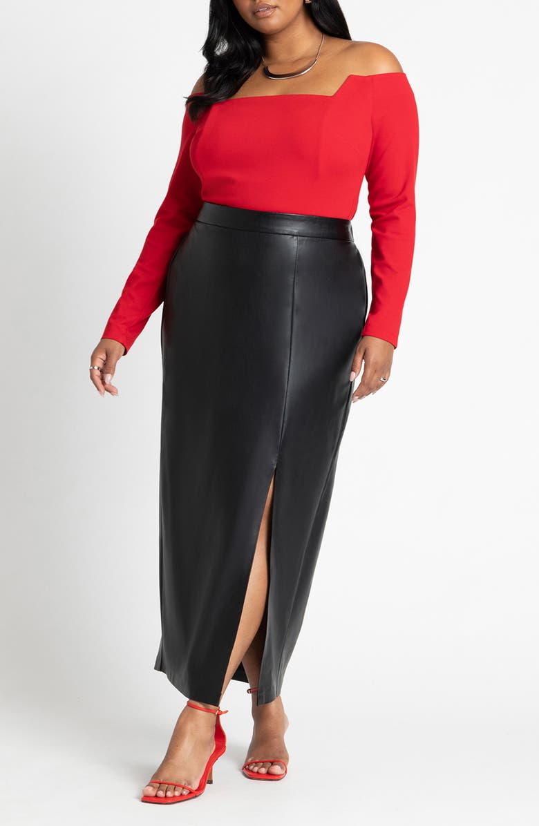 ELOQUII Square Neck Off the Shoulder Top, Alternate, color,