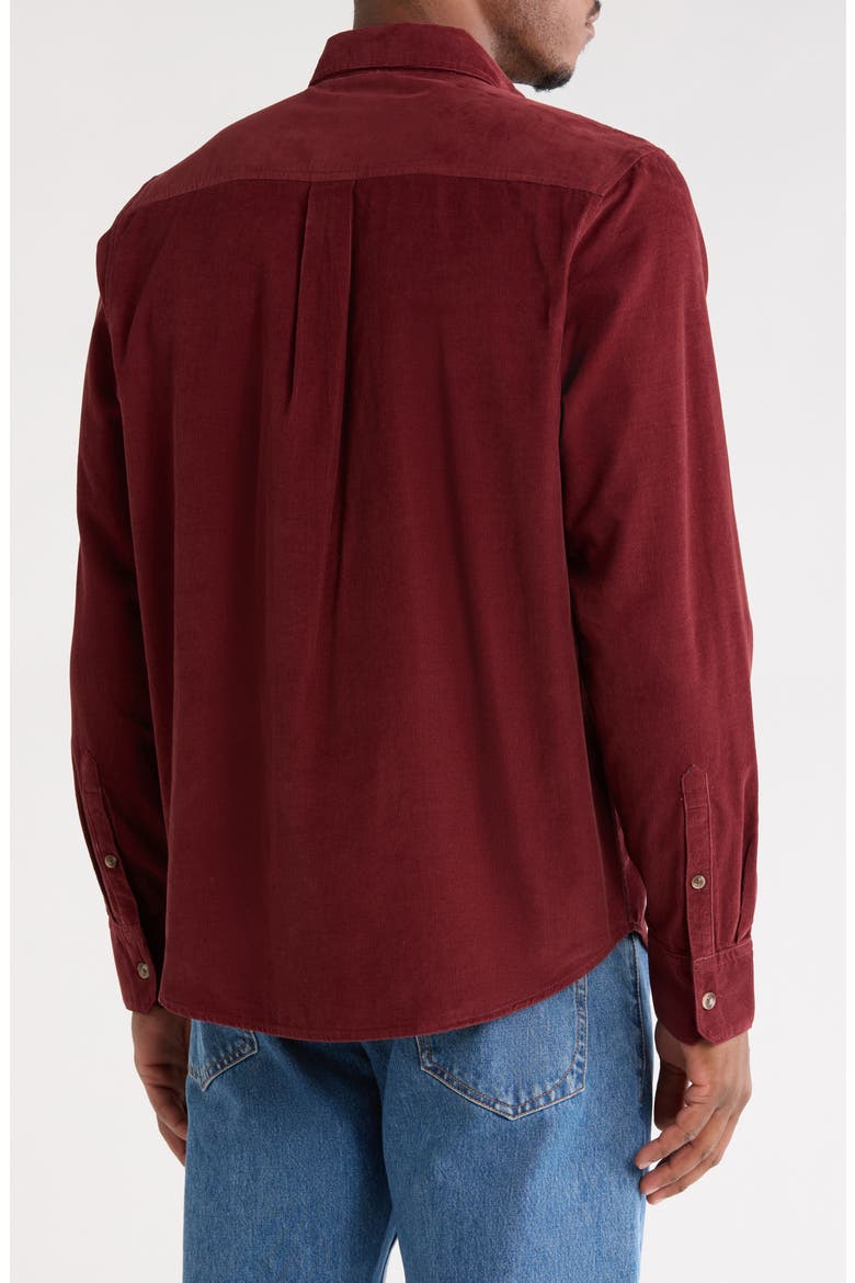 Corduroy Button-Down Shirt, Alternate, color, BURGUNDY PORT