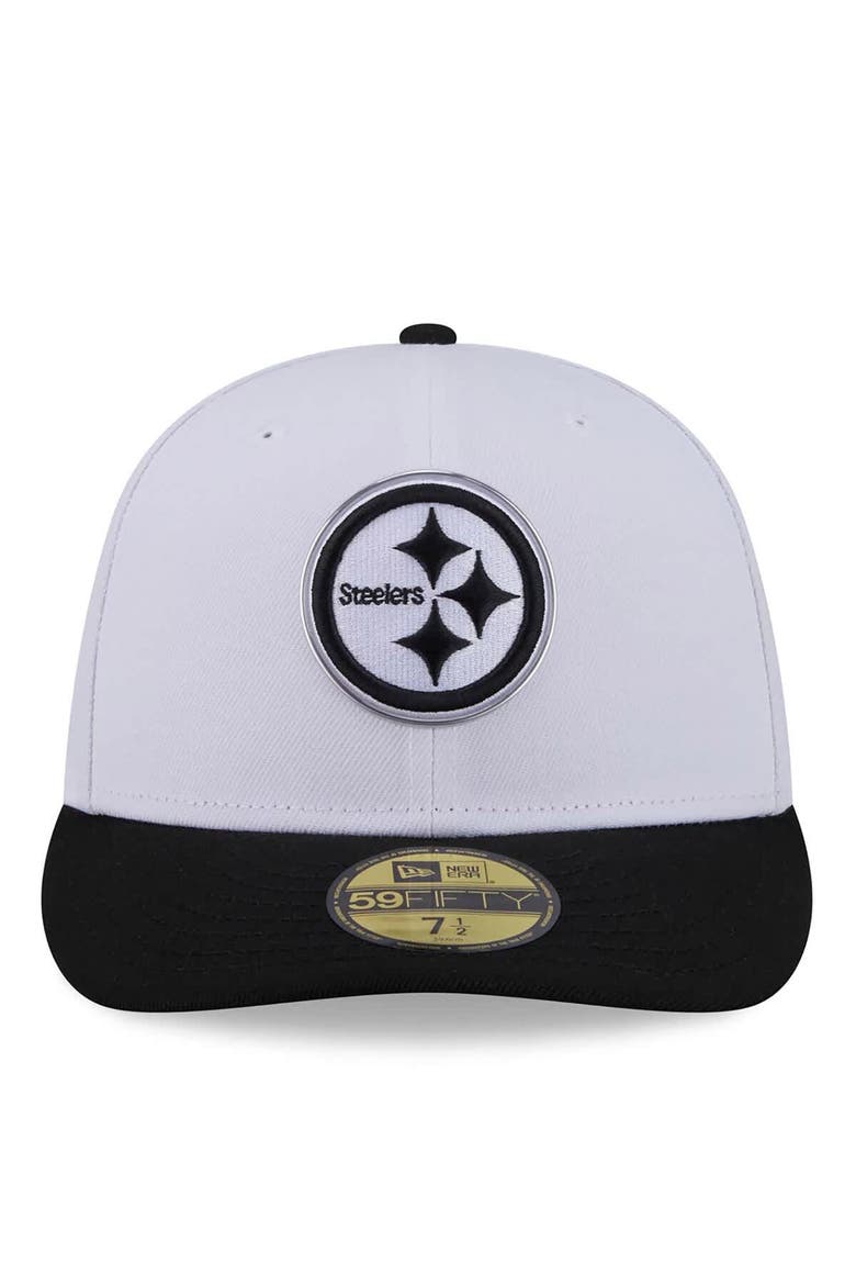 Men's New Era  White/Black Pittsburgh Steelers 2026 NFL Draft Pre-Curved 59FIFTY Fitted Hat, Alternate, color, White