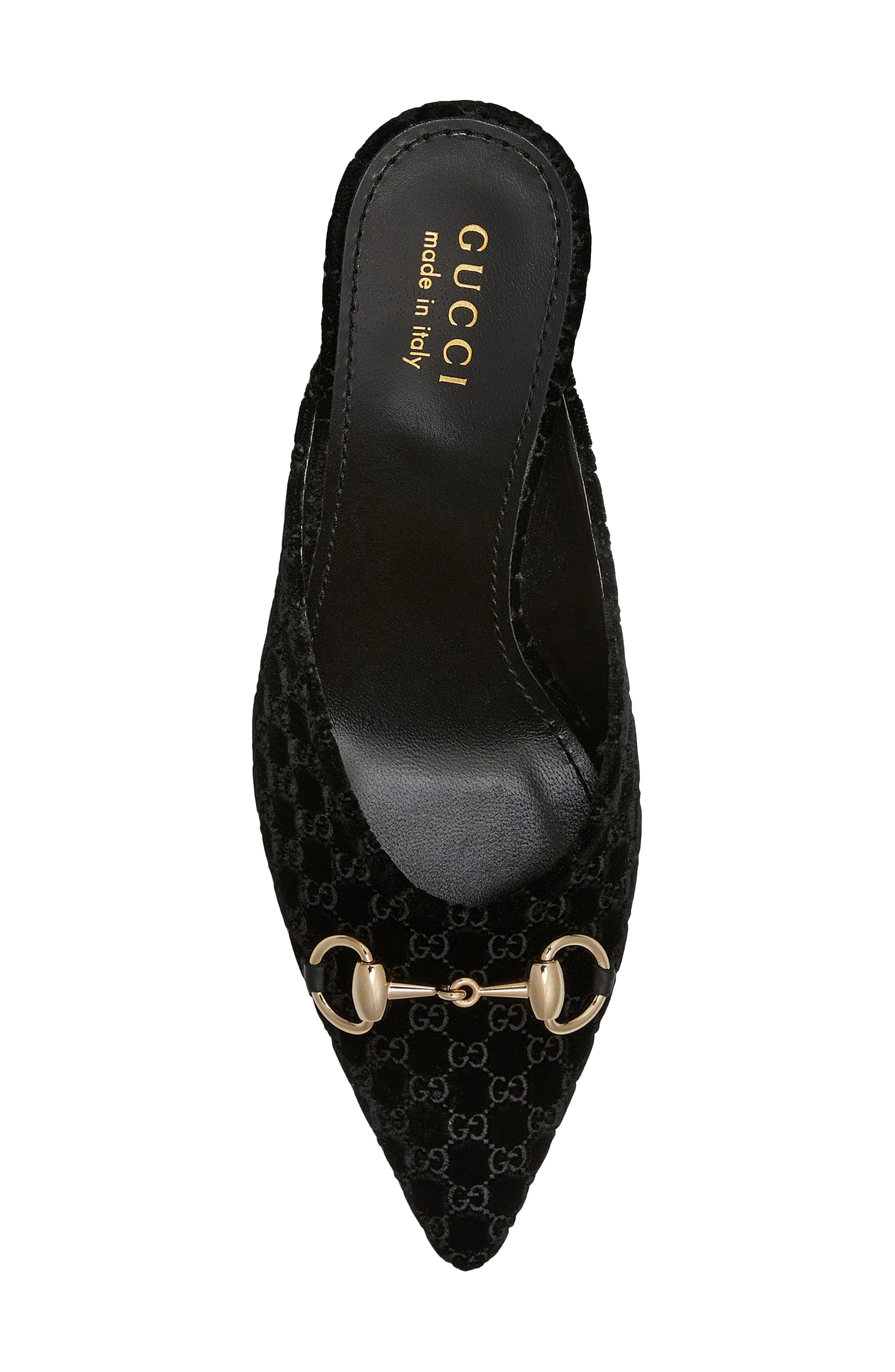 Gucci Erin Pointed Toe Mule, Alternate, color, 001 Black/Black