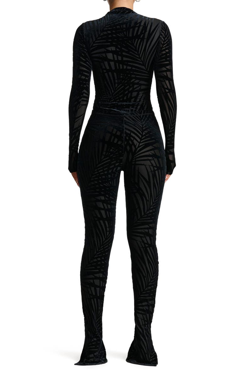 Naked Wardrobe Burnout Velvet Bootcut Slit Hem Pants, Alternate, color, 