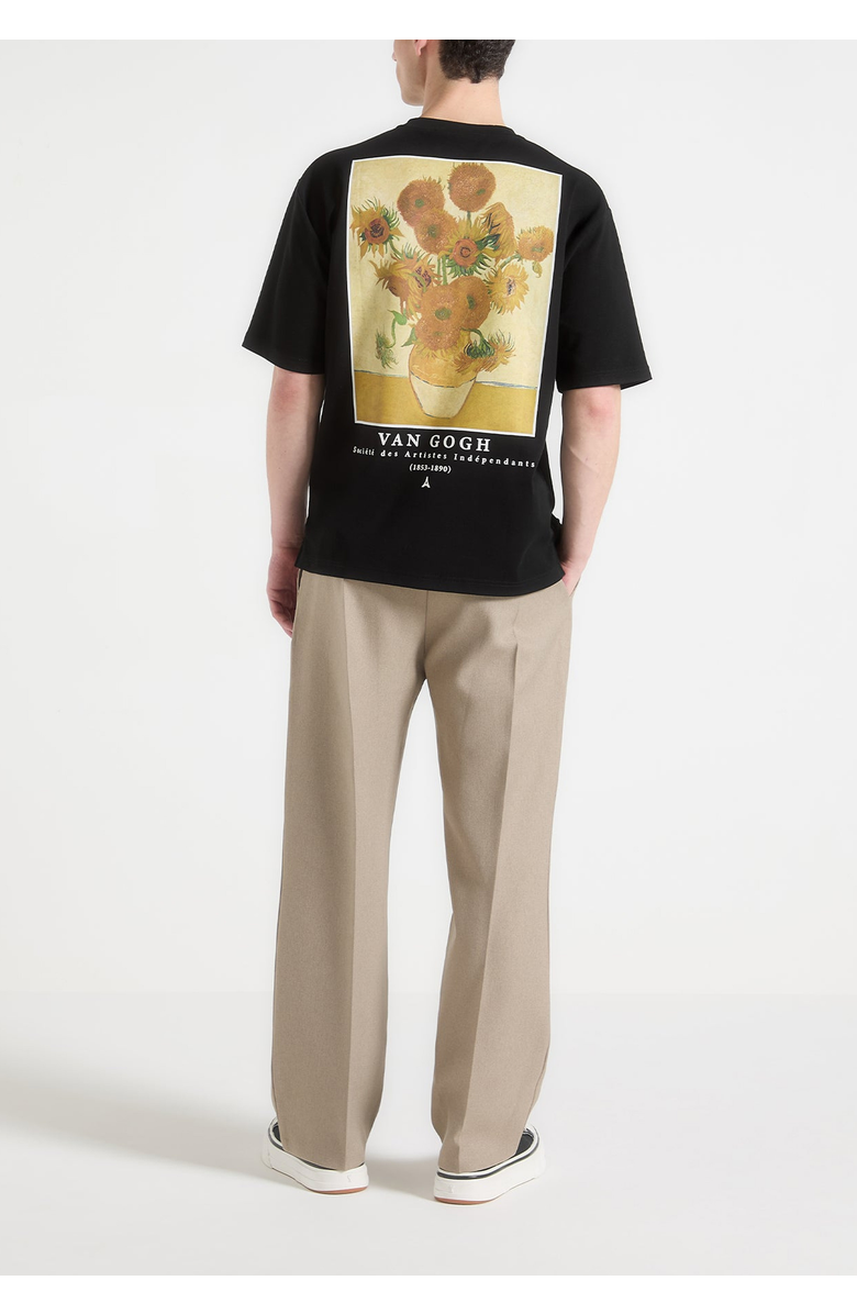 Manière De Voir Sunflowers Van Gogh Cotton T-Shirt, Main, color, Black