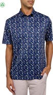 CON.STRUCT Regular Fit Micro Golf Print Recycled Performance Golf Polo